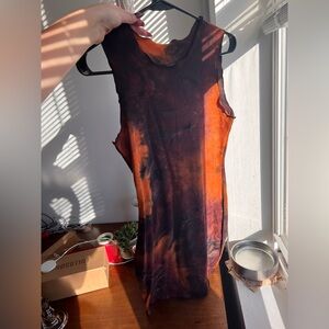 Tie-Dye Sleeveless Top in Black and Orange